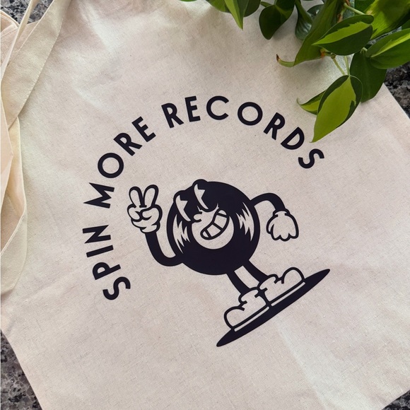 Spin More Records Canvas Tote Bag - Picture 1 of 2